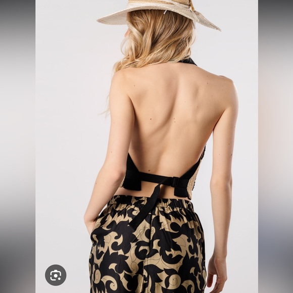 $300 Mes Demoiselles Paris Nathy Raffia Woven Halter Vest FR36 - Picture 3 of 11